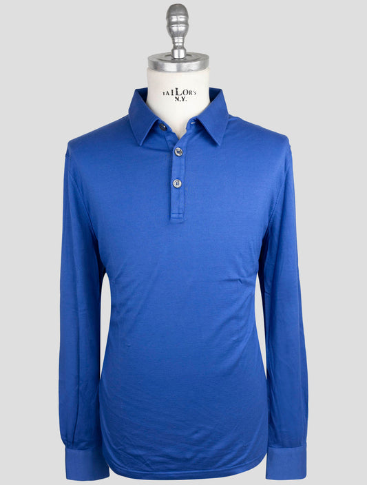 Kiton Blue Cotton Cashmere Sweater Polo