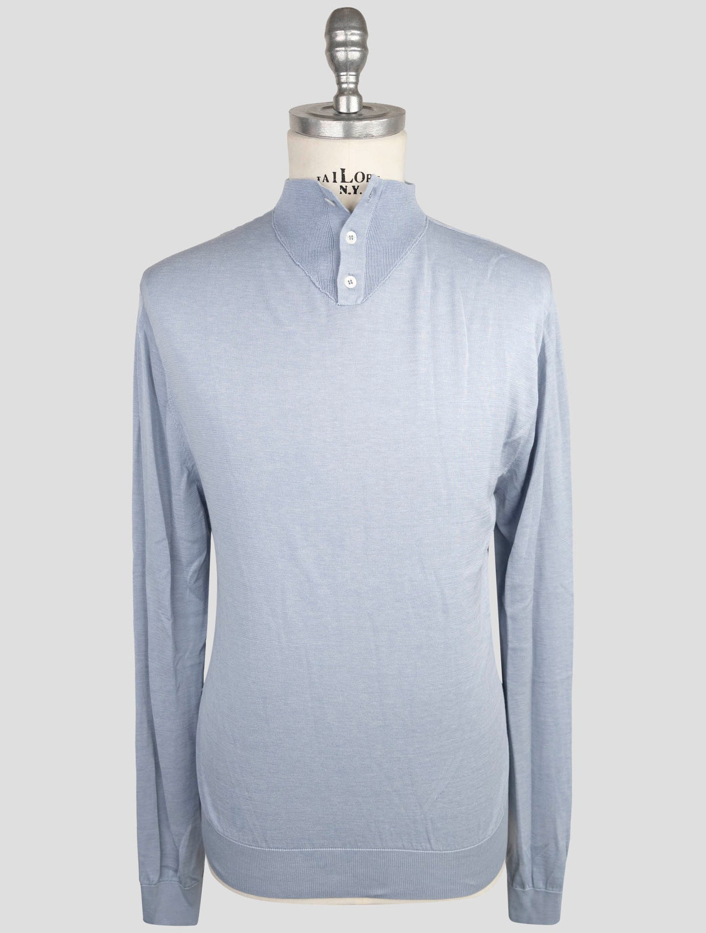 Kiton Light Blue Silk Cotton Sweater
