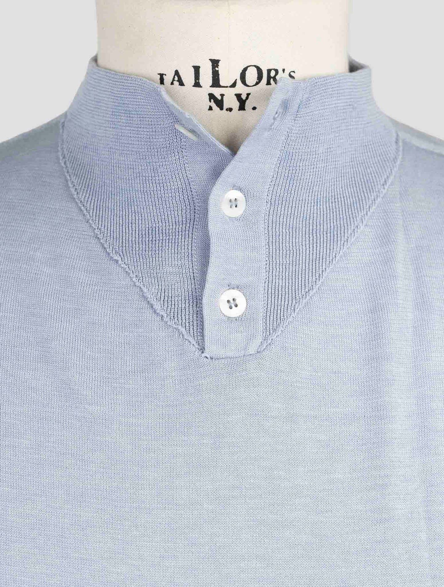 Kiton Light Blue Silk Cotton Sweater