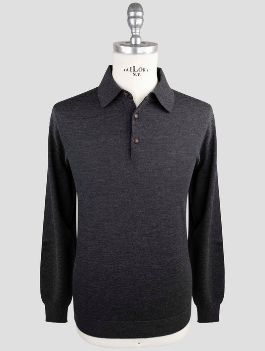 Kiton Dark Gray Wool Sweater Polo