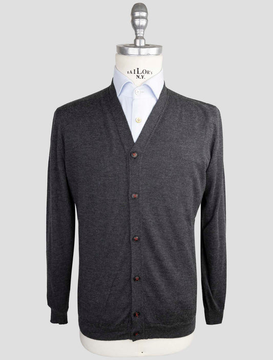 Kiton Gray Cashmere Silk Sweater Cardigan