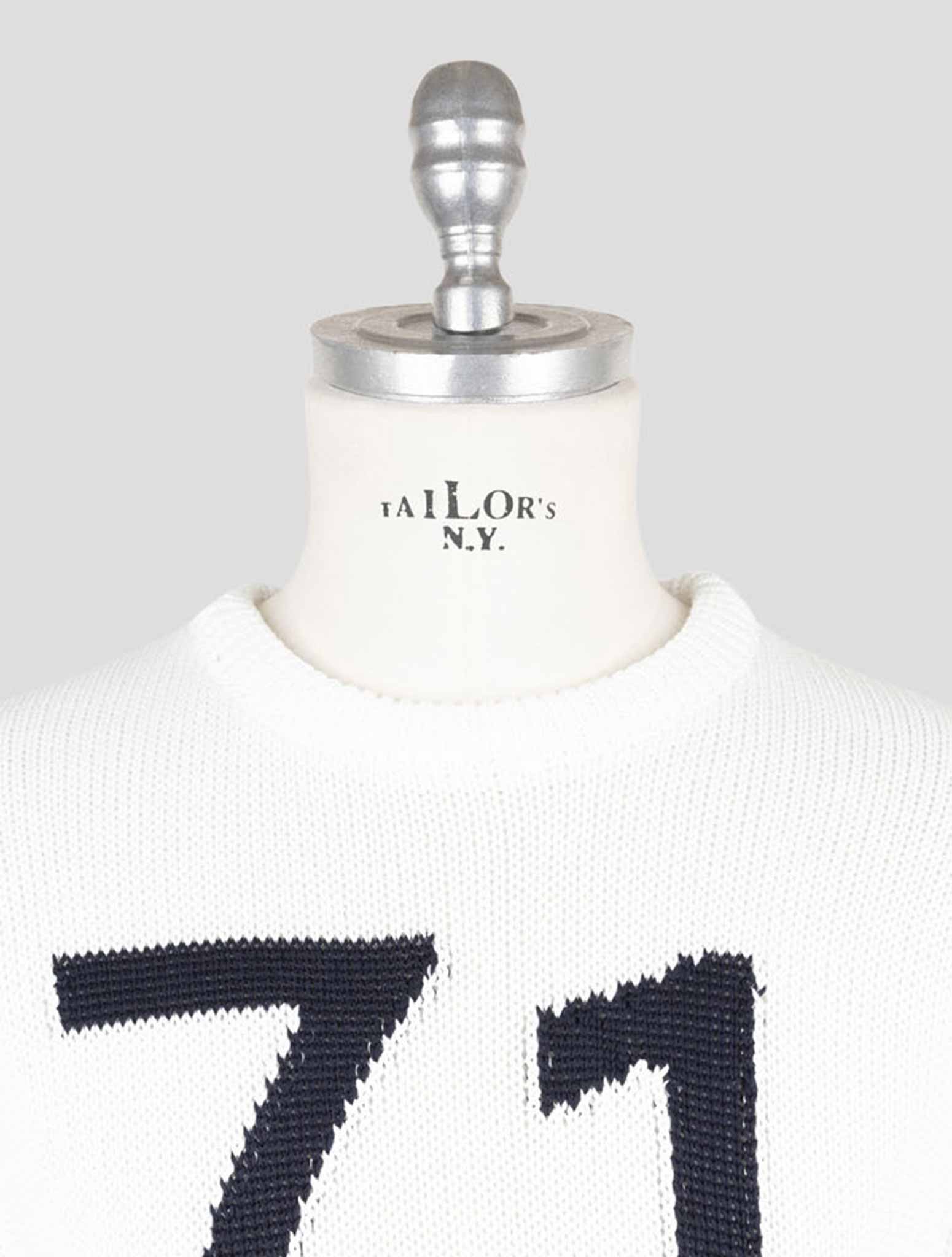 Kiton White Cotton Sweater Crewneck