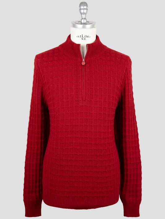 Kiton Red Cashmere Sweater Full Zip