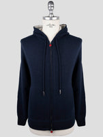 Kiton Blue Wool Sweater Full Zip