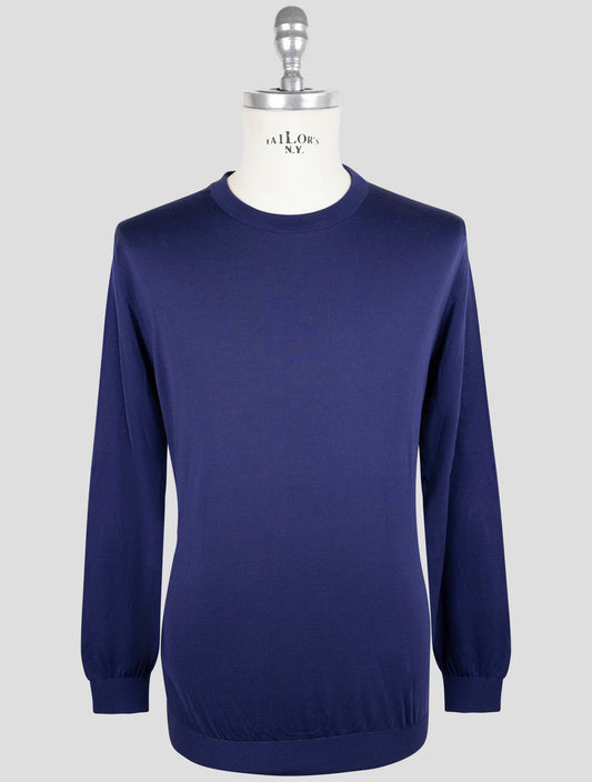 Kiton Blue Silk Sweater Crewneck