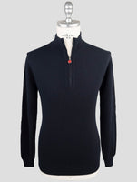 Kiton Blue Cashmere Sweater Half Zip