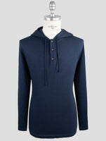 Kiton Blue Cashmere Silk Sweater Hoodie