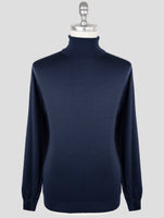 Kiton Blue Cashmere Silk Sweater Turtleneck