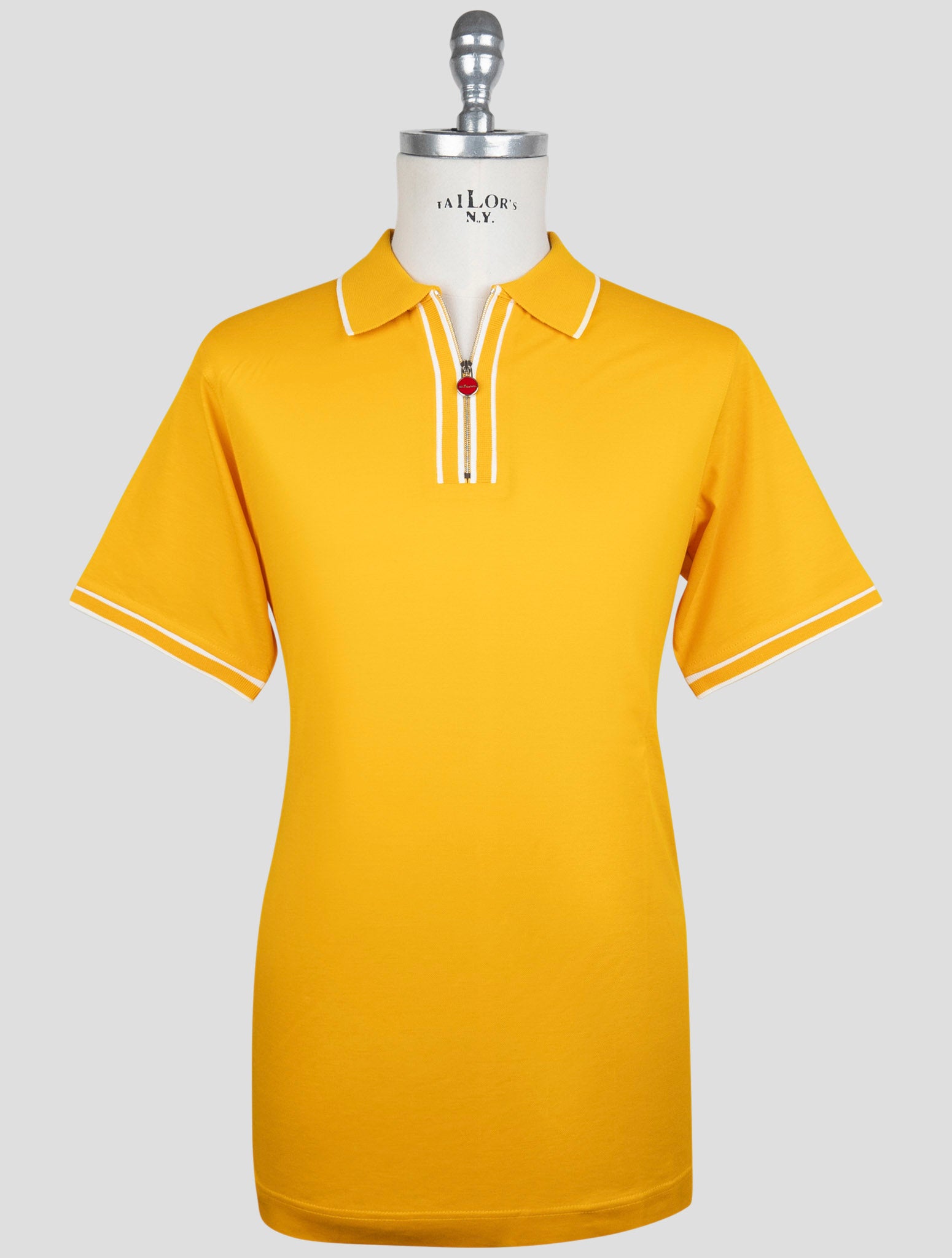 Kiton bright yellow cotton polo