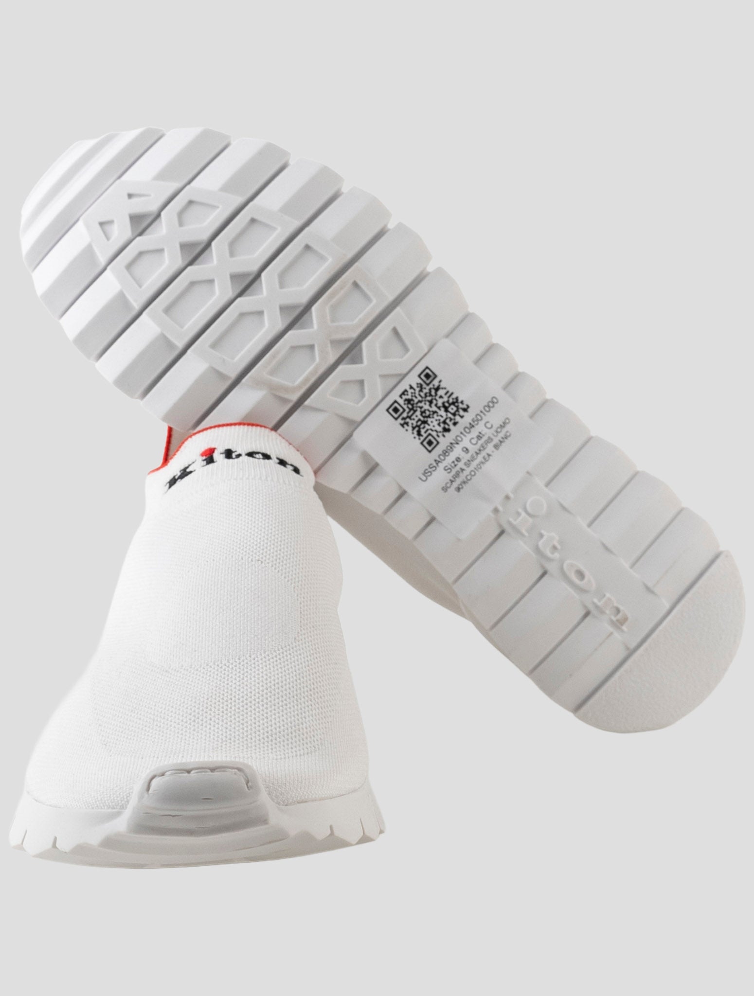 Kiton White Cotton Ea Sneakers