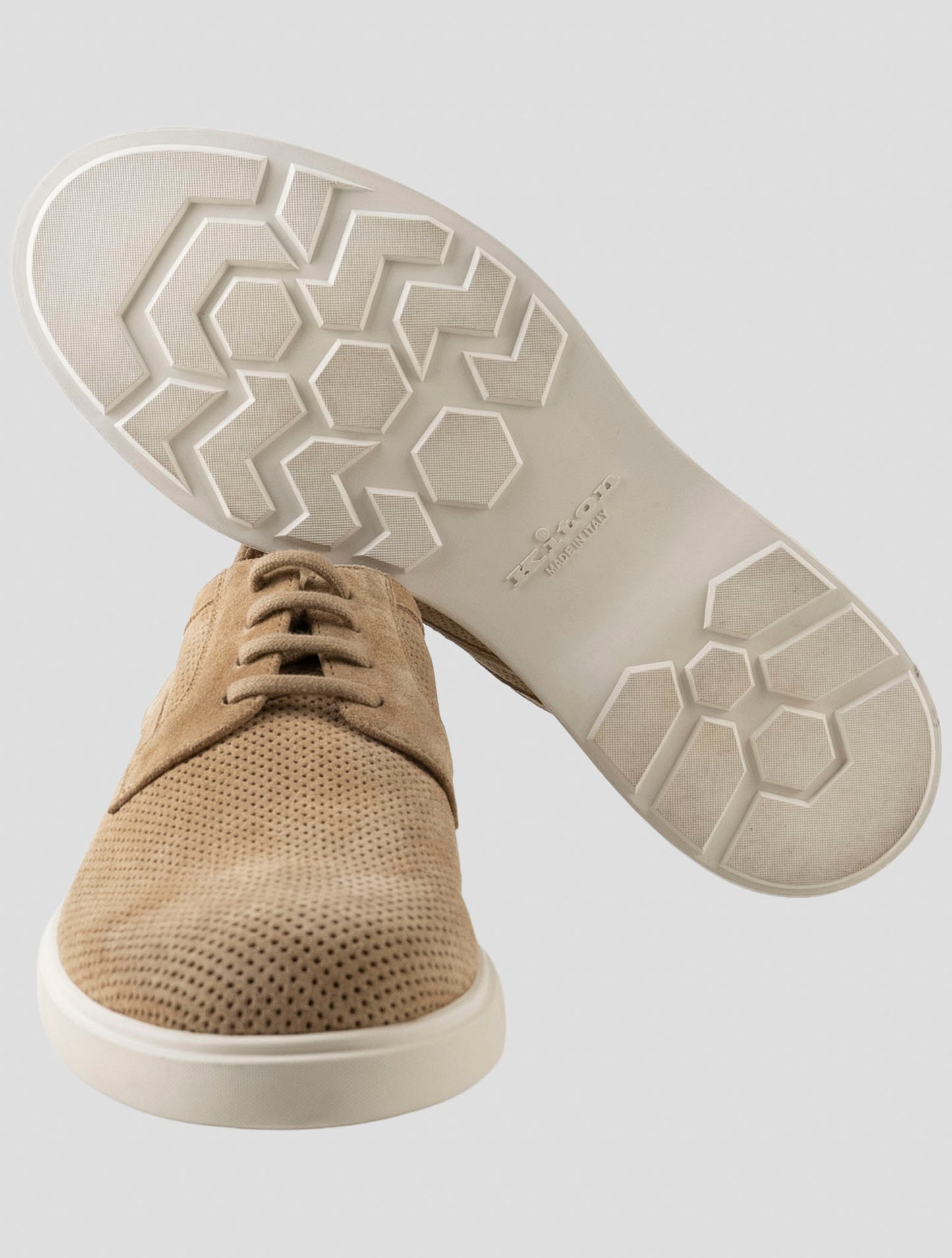 Kiton Brown Leather Suede Sneakers