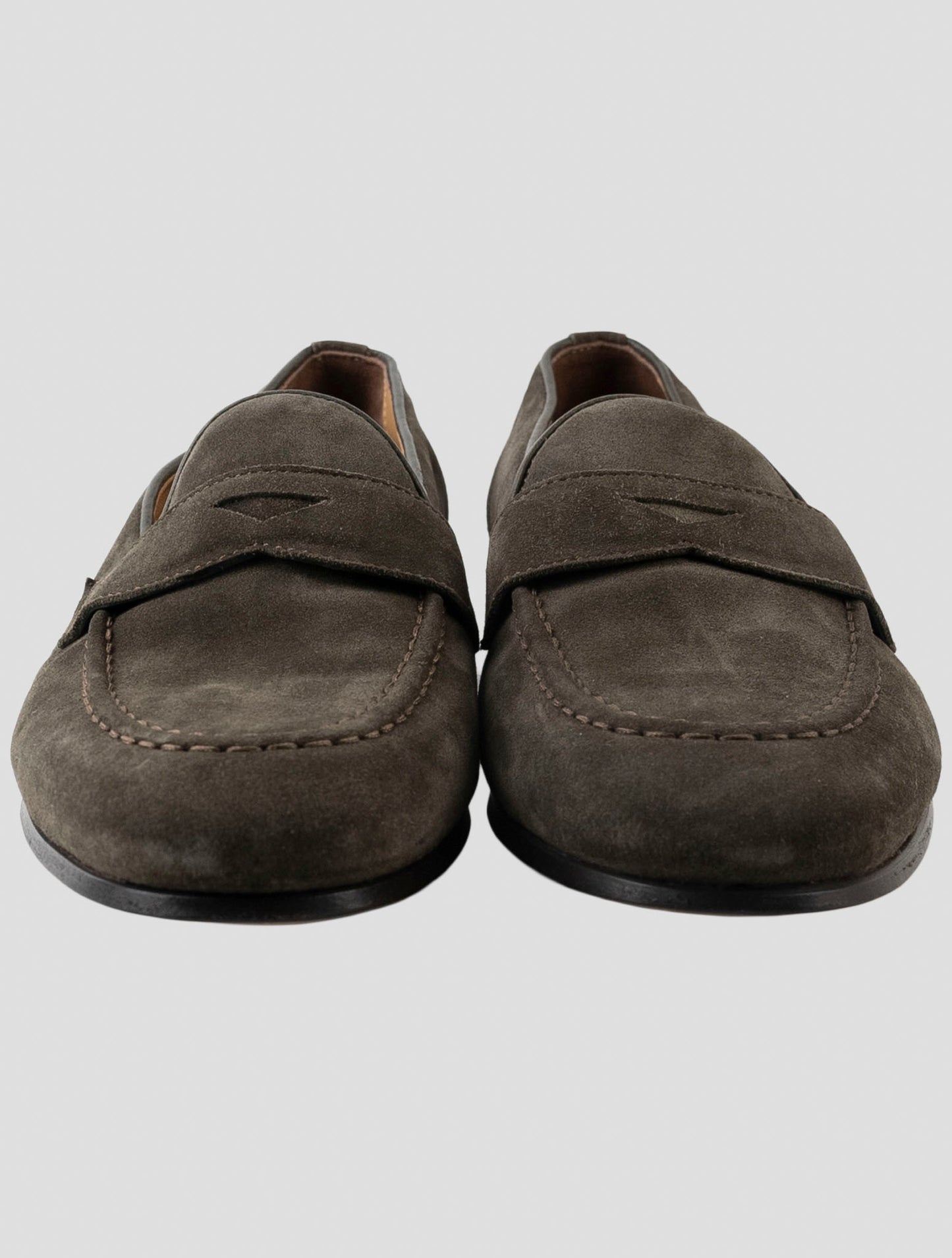 Kiton Green Leather Suede Loafers