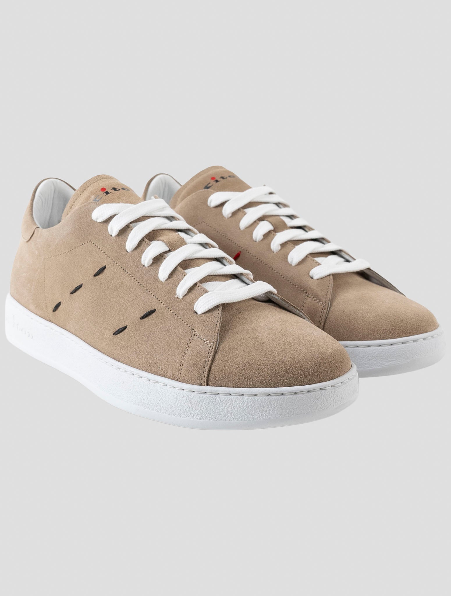 Kiton Brown Leather Suede Sneakers