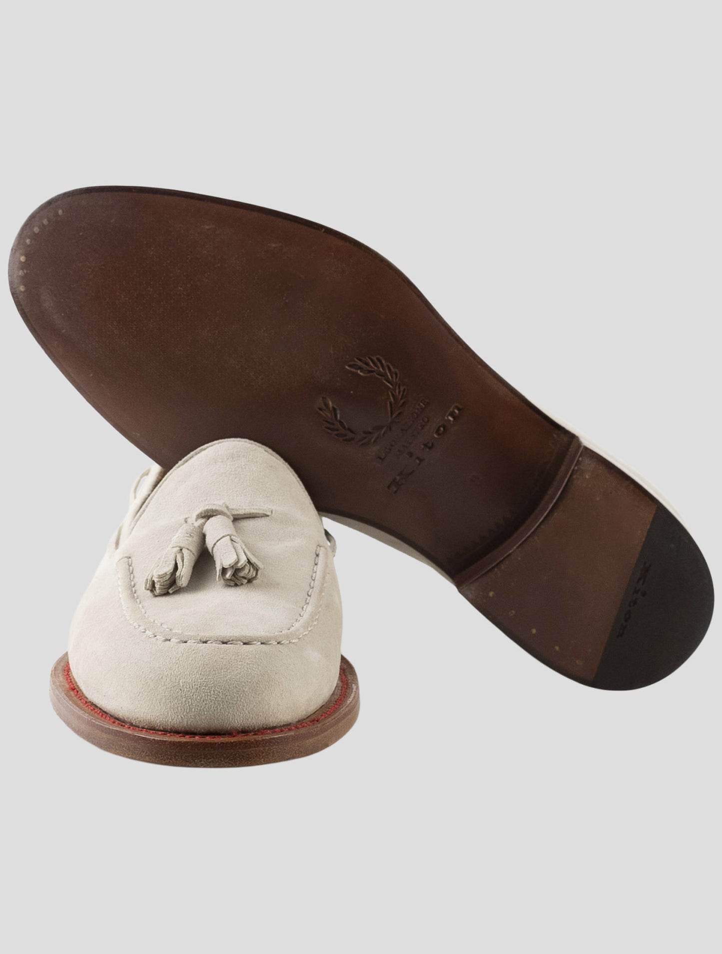 Kiton Beige Leather Suede Loafers