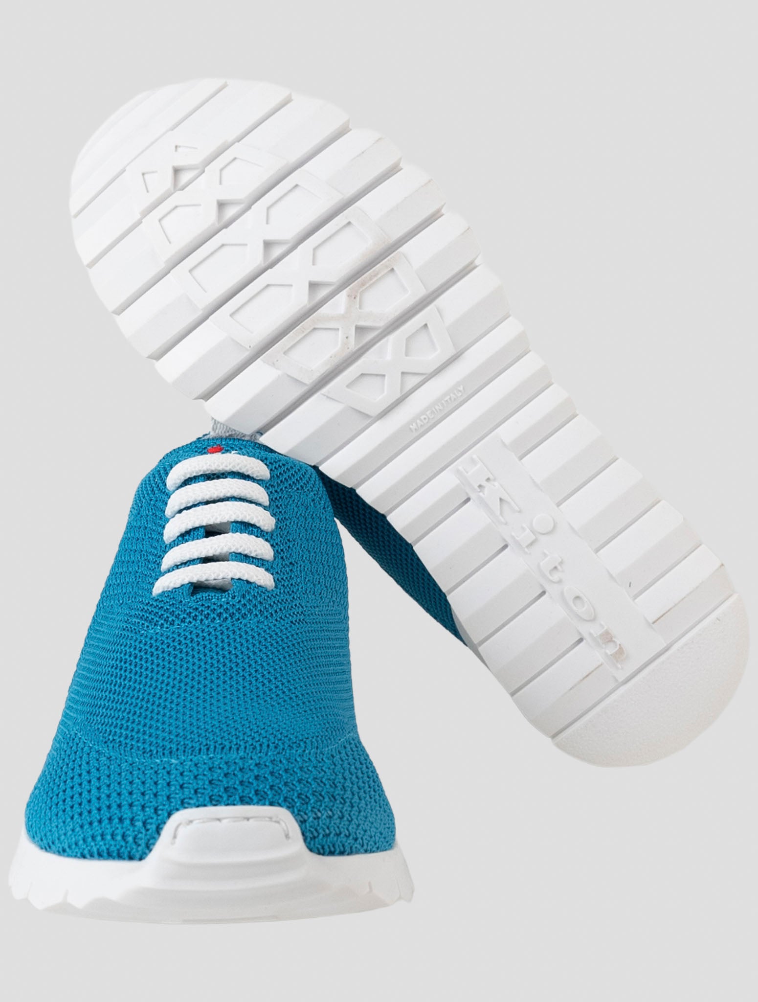 Kiton Light Blue Cotton Ea Sneakers