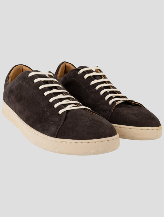 Kiton Brown Leather Suede Sneakers