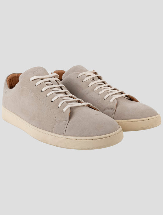 Kiton Beige Leather Suede Sneakers