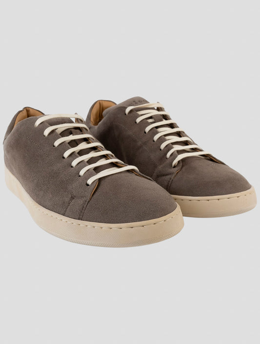 Kiton Brown Leather Suede Sneakers