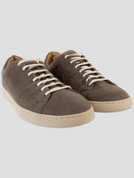 Kiton Brown Leather Suede Sneakers