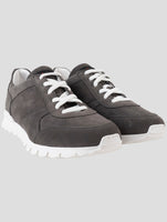 Kiton Gray Leather Suede Sneakers