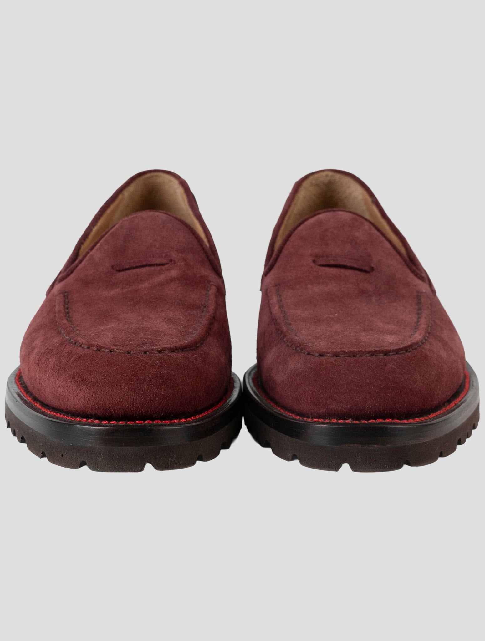 Kiton Burgundy Leather Suede Loafers