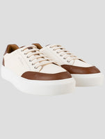 Kiton White Brown Leather Sneakers