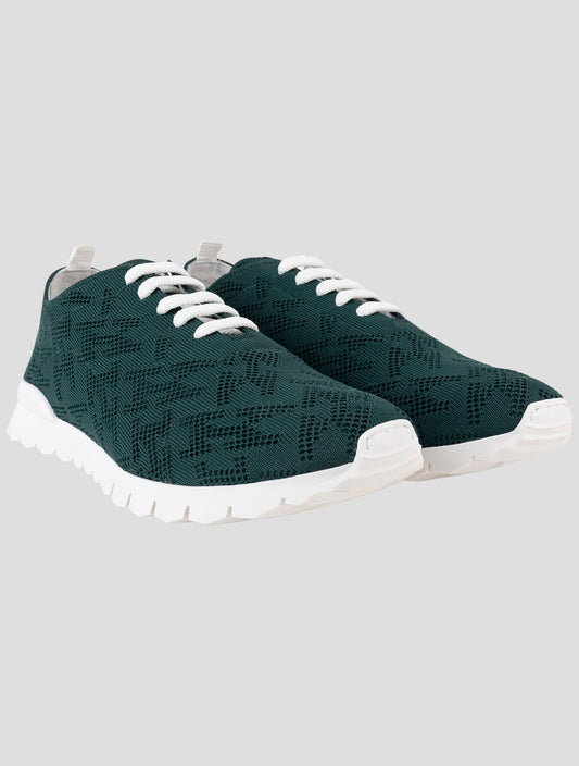 Kiton Green Cotton Ea Sneakers