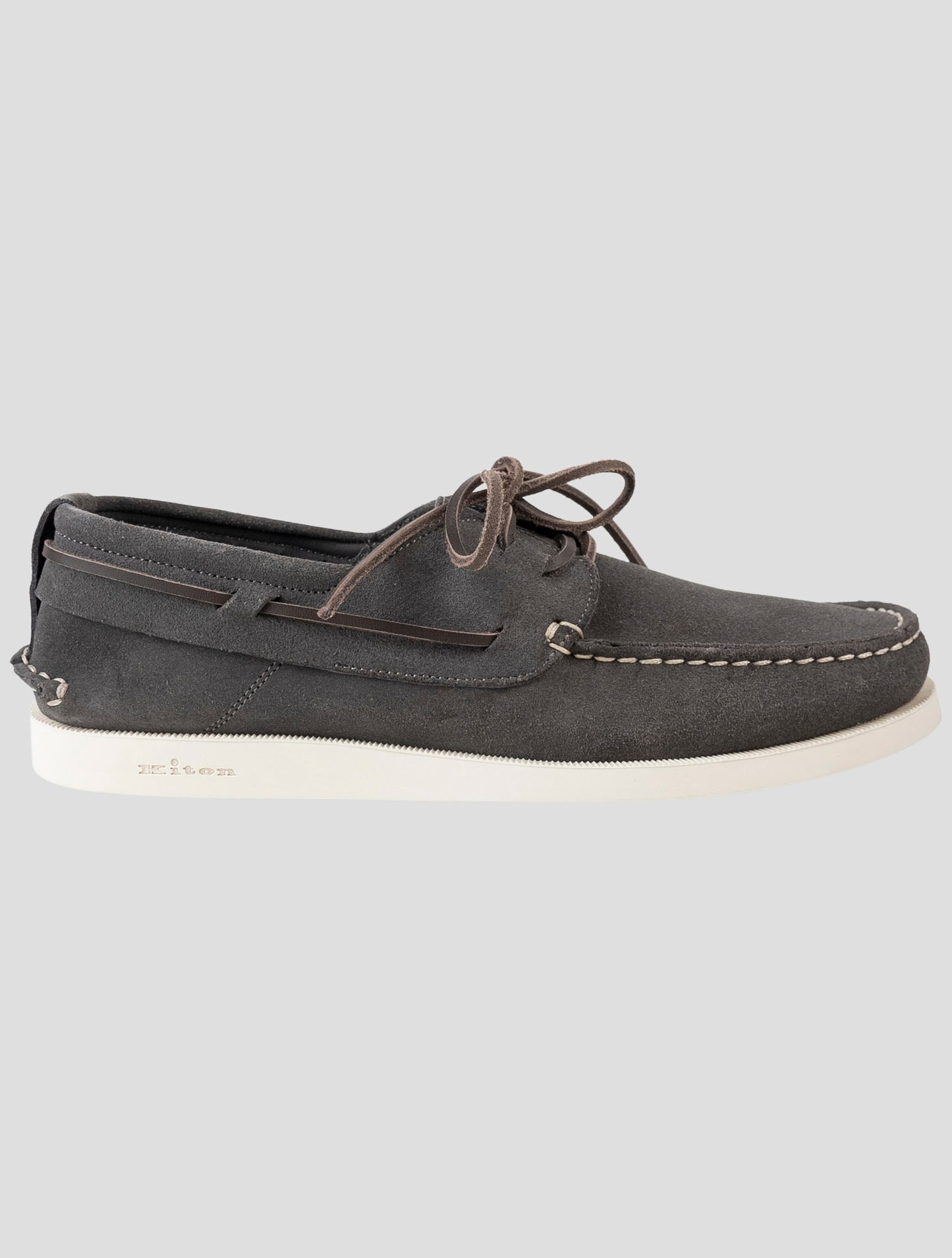 Kiton Gray Leather Suede Loafers