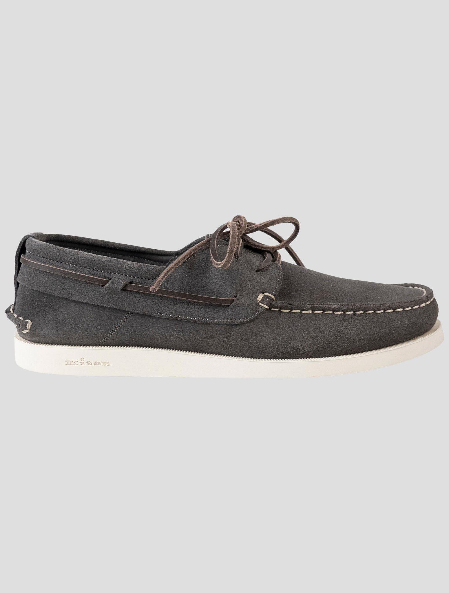 Kiton Gray Leather Suede Loafers