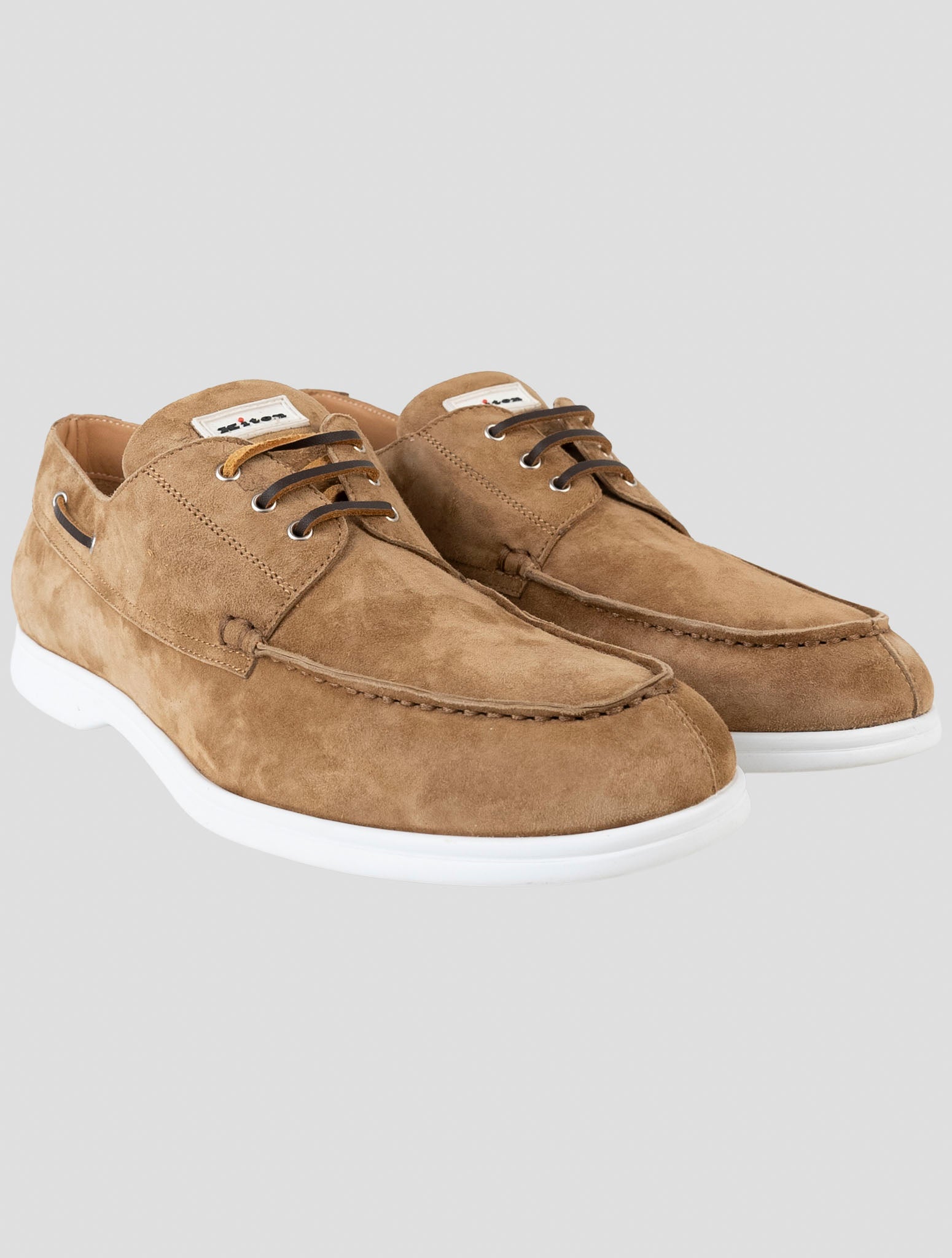 Kiton Blue Leather Suede Loafers