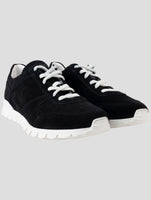 Kiton Black Leather Suede Sneakers