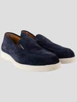 Kiton Blue Leather Suede Sneakers