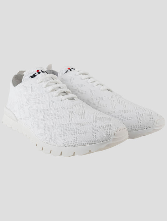 Kiton White Cotton Ea Sneakers