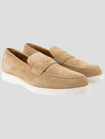Kiton Beige Leather Suede Loafers