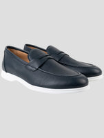Kiton Blue Leather Loafers