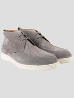 Kiton Gray Leather Suede Sneakers