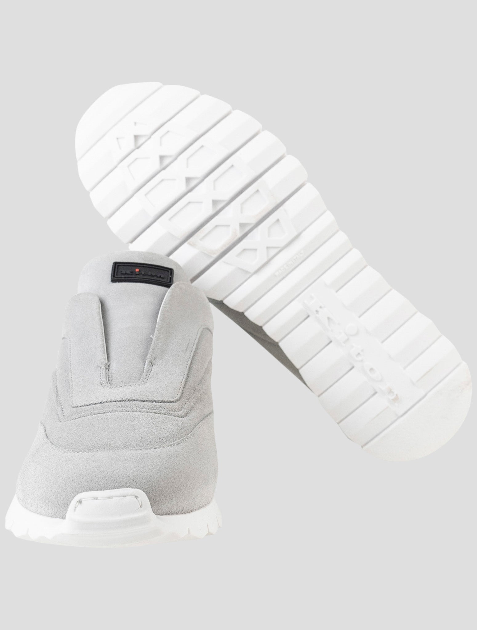 Kiton Gray Leather Suede Sneakers