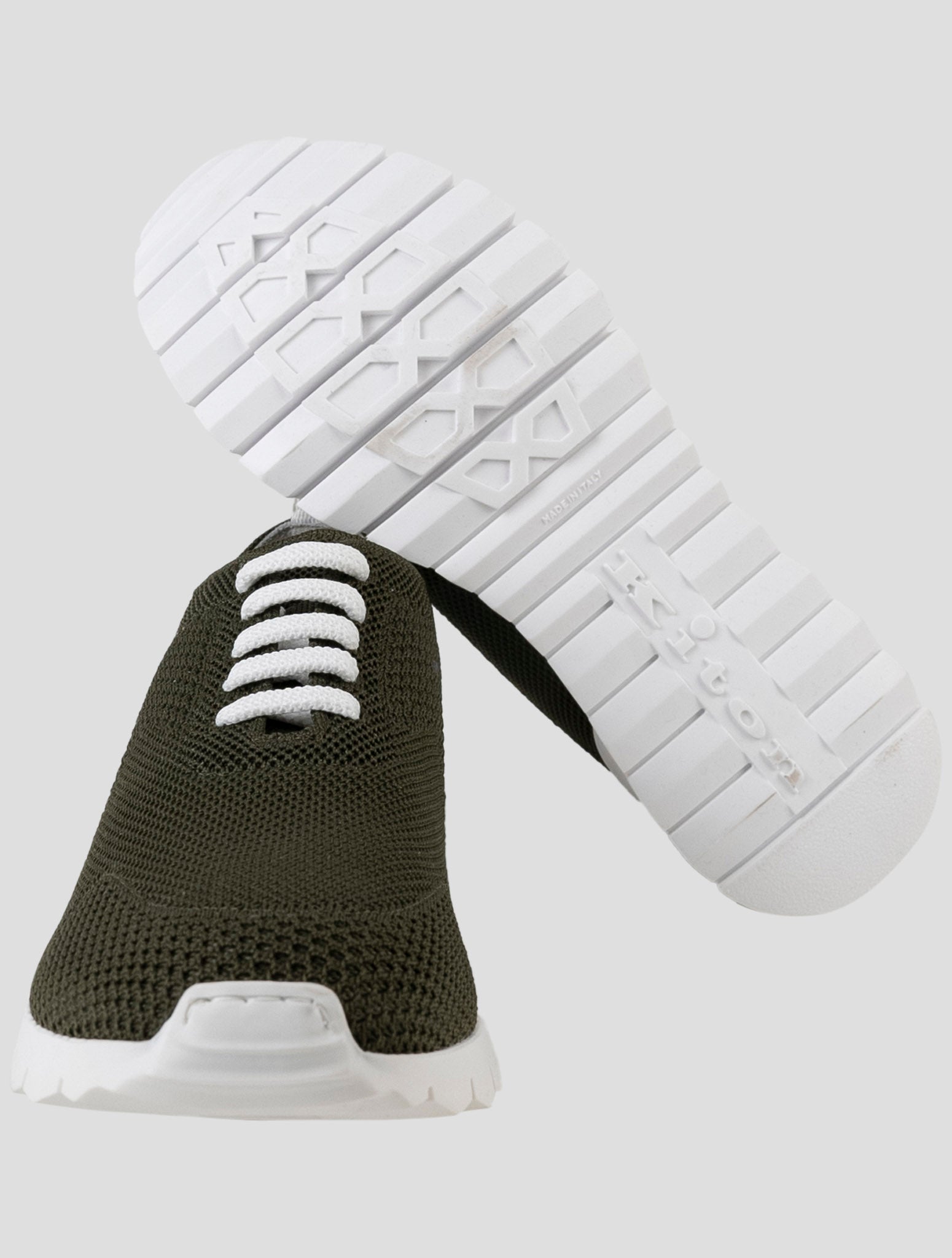 Kiton Green Cotton Ea Sneakers