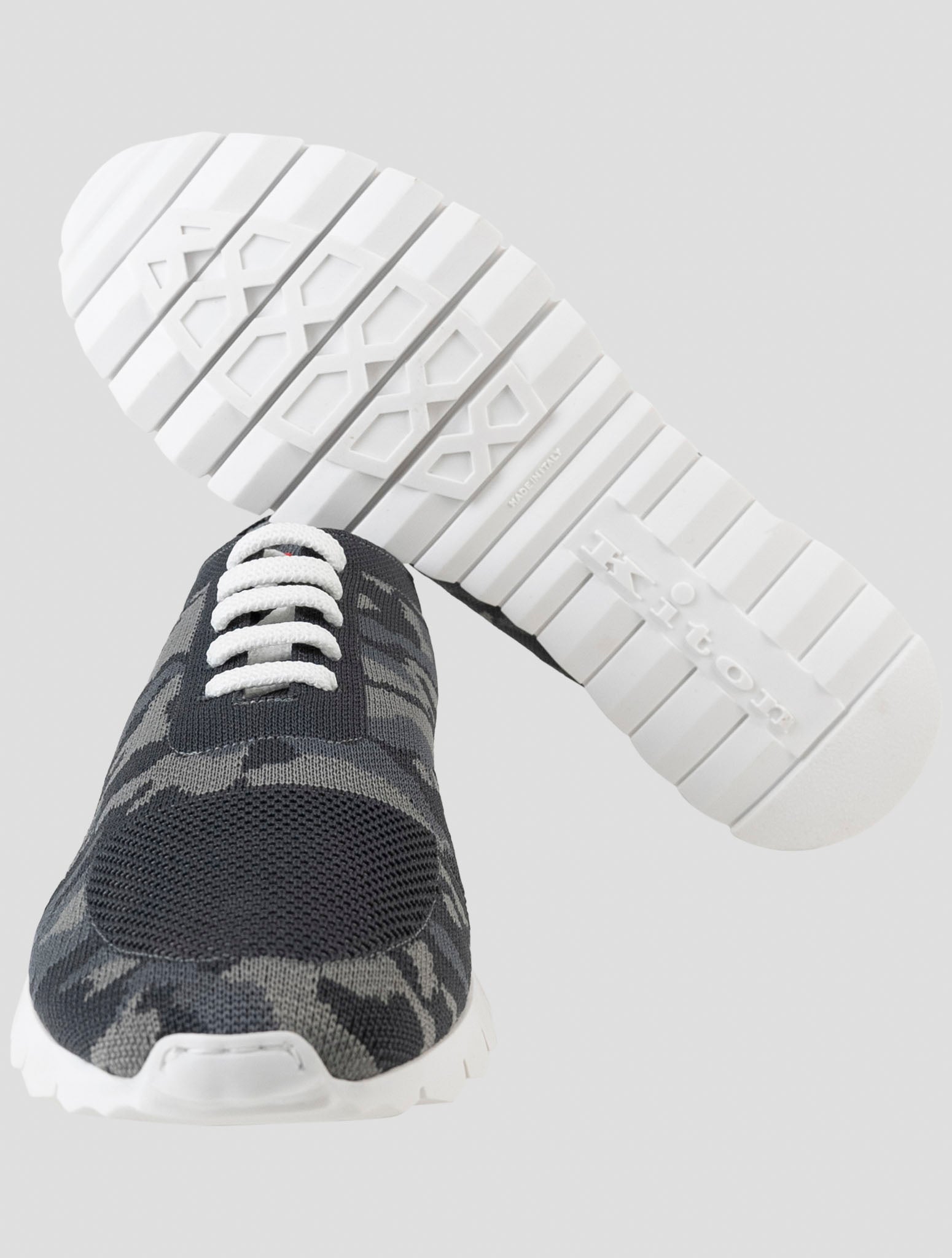 Kiton Gray Cotton Ea Sneakers