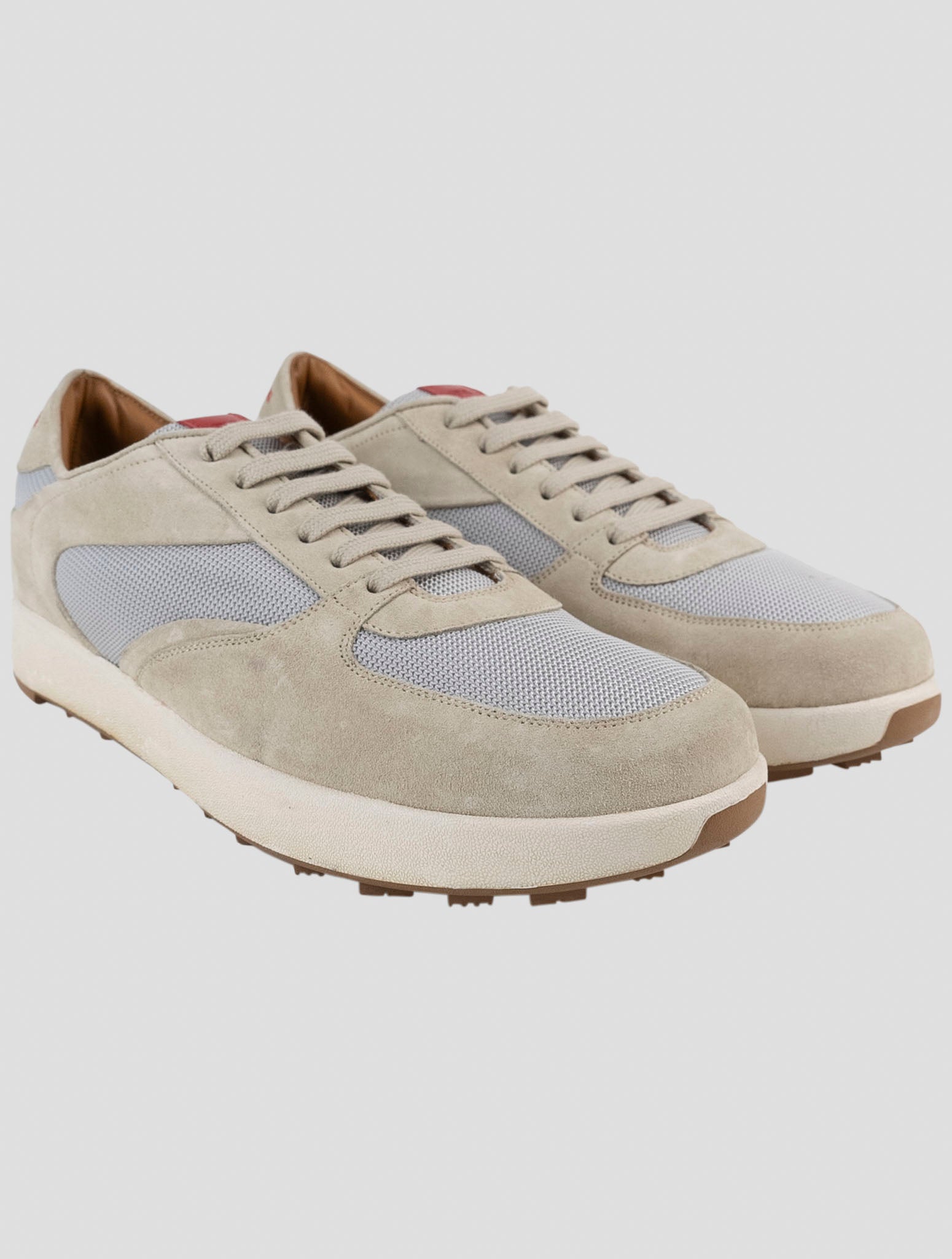 Kiton Beige Pl Leather Suede Sneakers