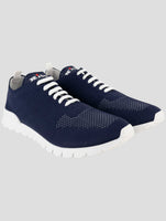 Kiton Blue Cotton Ea Sneakers
