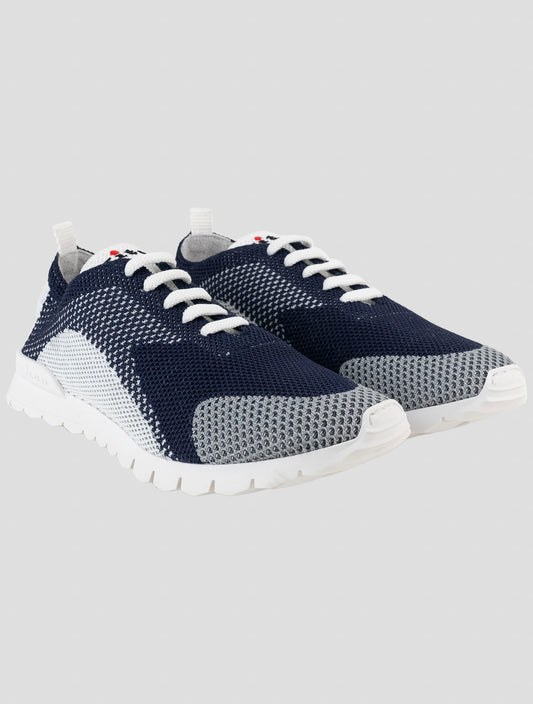 Kiton Blue Cotton Ea Sneakers