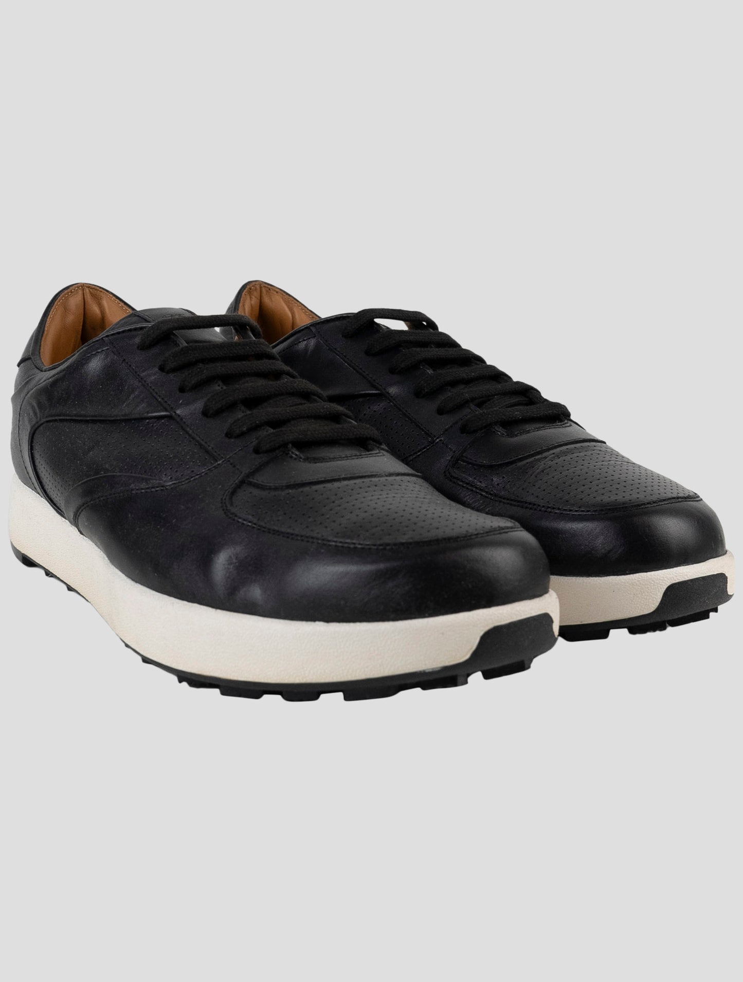 Kiton Black Leather Sneakers