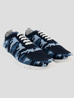 Kiton Blue Cotton Ea Sneakers