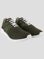 Kiton Green Cotton Ea Sneakers
