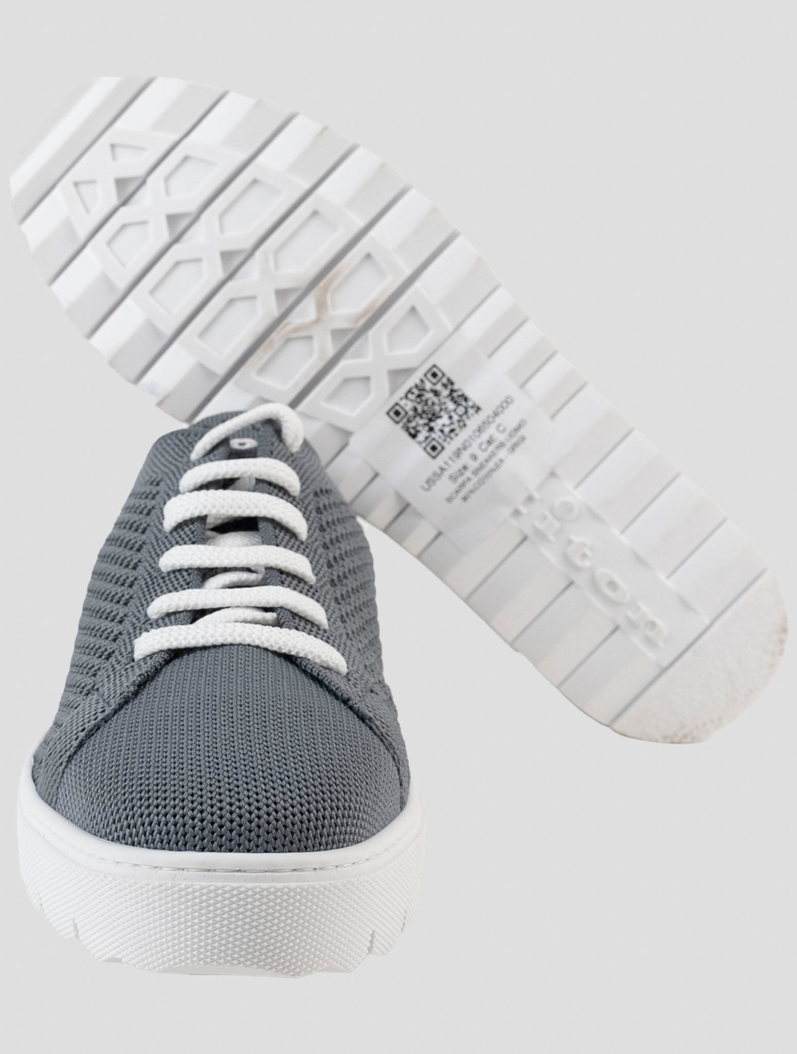 Kiton Gray Cotton Ea Sneakers