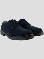Kiton Blue Leather Suede Dress Shoes