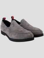 Kiton Gray Leather Suede Loafers