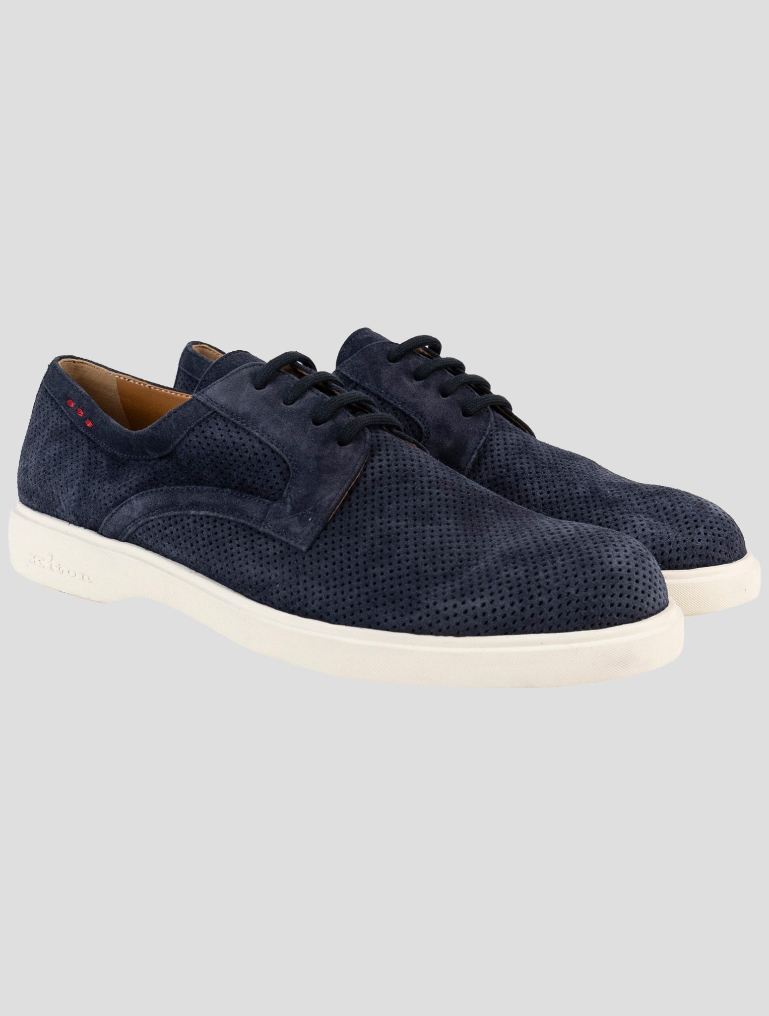 Kiton Blue Leather Suede Sneakers