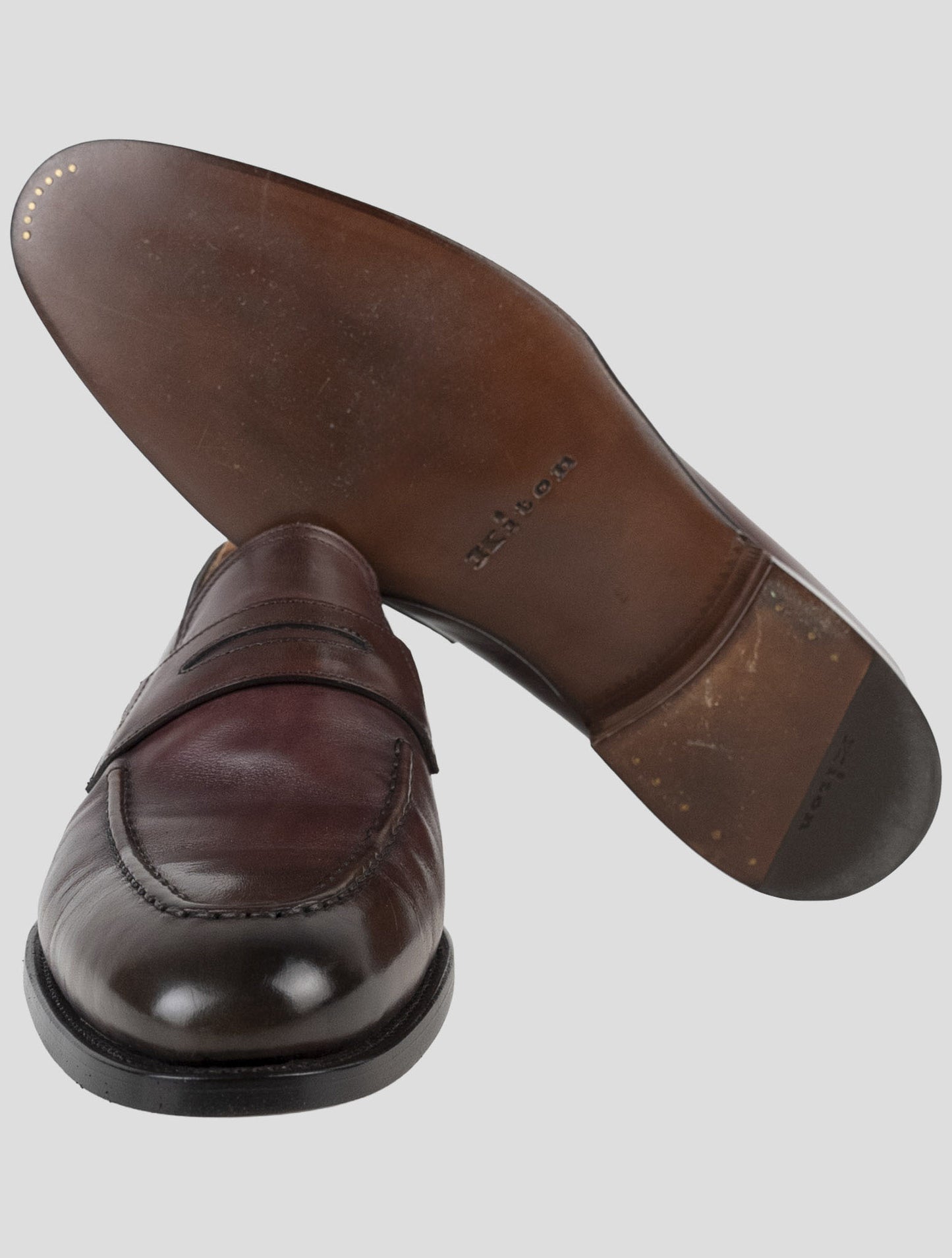 Kiton Brown Leather Loafers